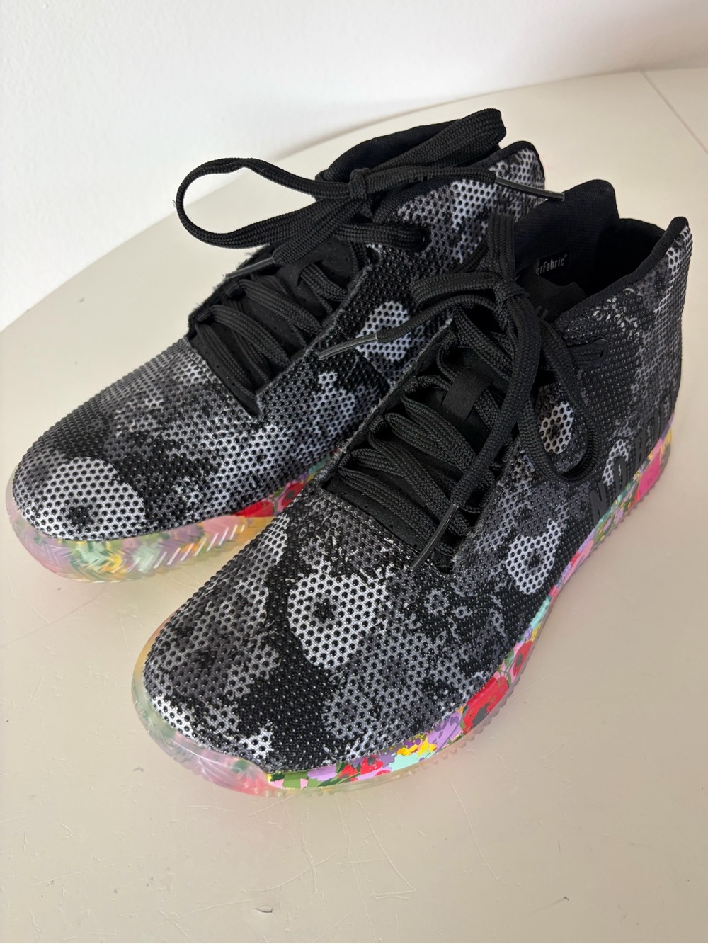 NOBULL Court Mid Top Floral Trainer Black CrossFit Training Shoes Women’s 7.5